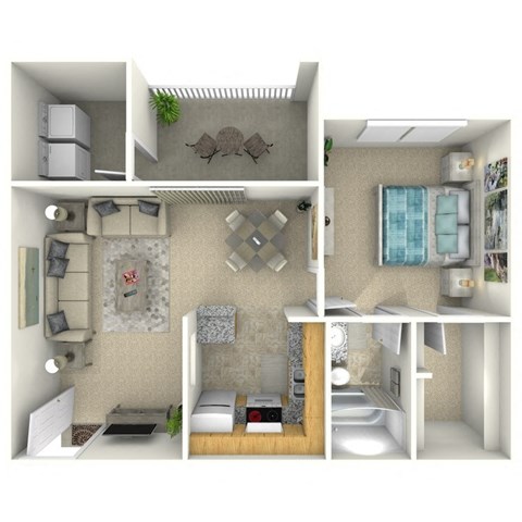 a rendering of a 3d floor plan with a bathroom and a bedroom